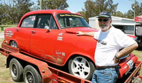Local competitor Garry O’Halloran with his 1957 Holden at Morgan Park Raceway on Sunday. Local competitor Garry O’Halloran with his 1957 Holden at Morgan Park Raceway on Sunday.